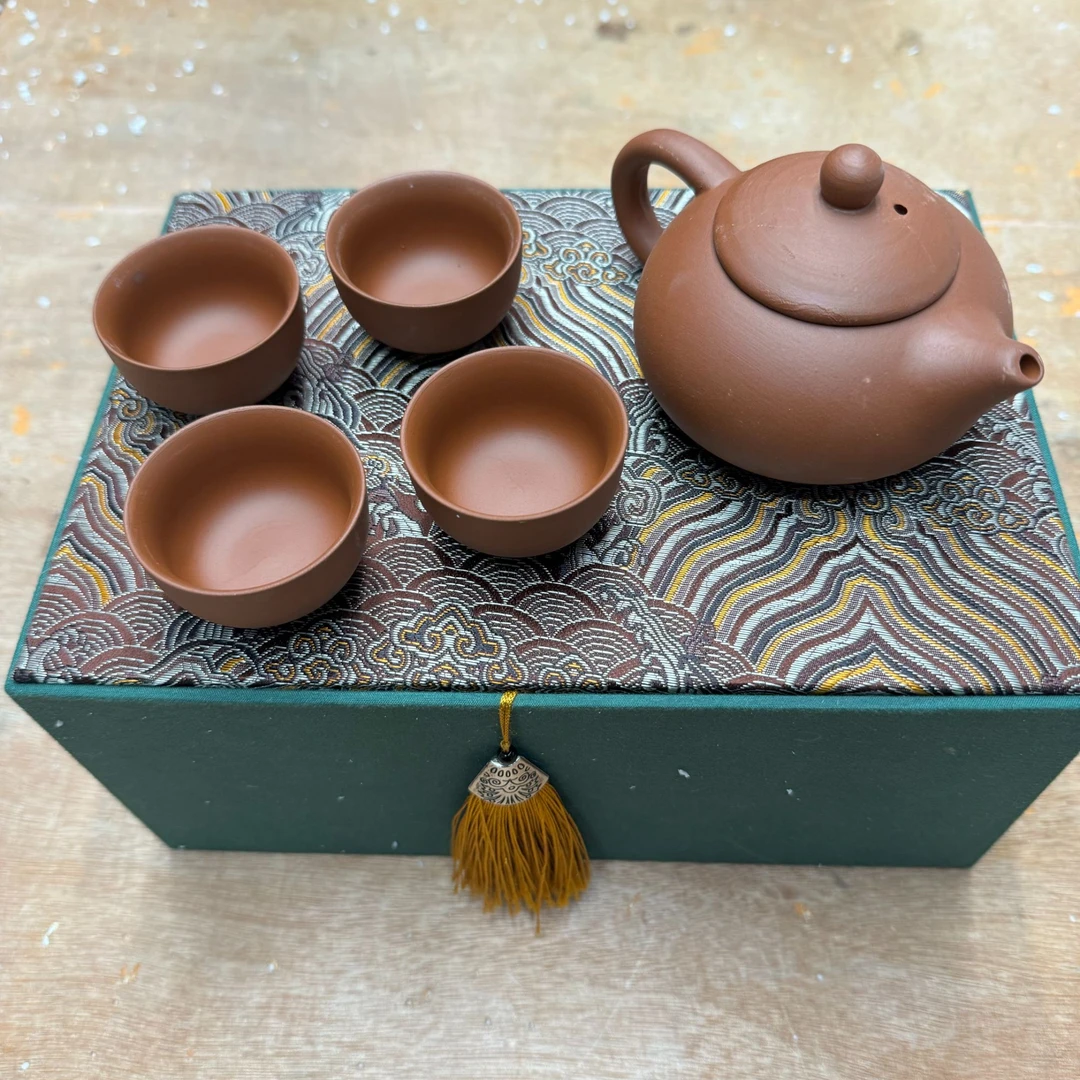 【闪购商品】老陶泥紫砂朱泥一壶带四杯家用中式茶道简约（不带礼盒）