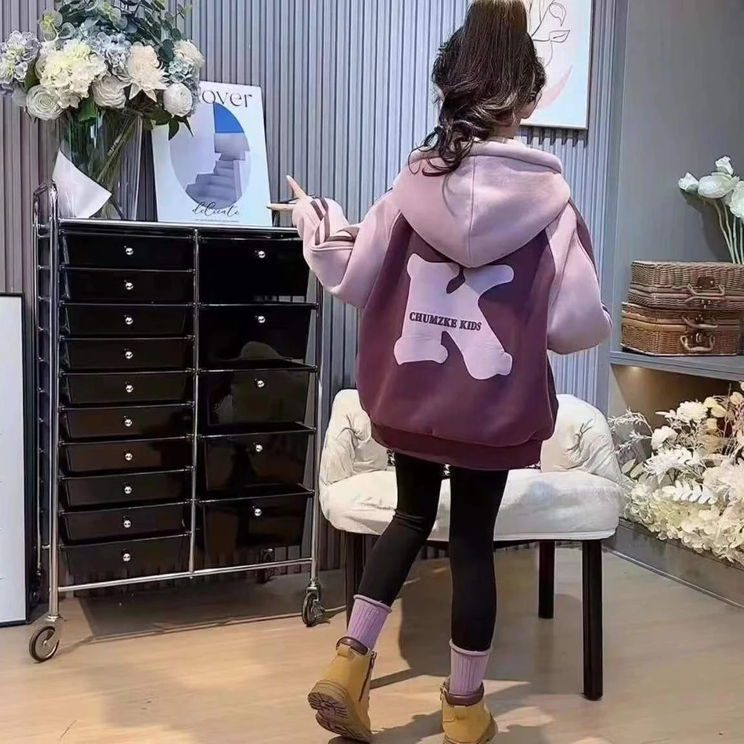 女童加绒外套冬装2025新款女童网红女中大童女童外套冬款
