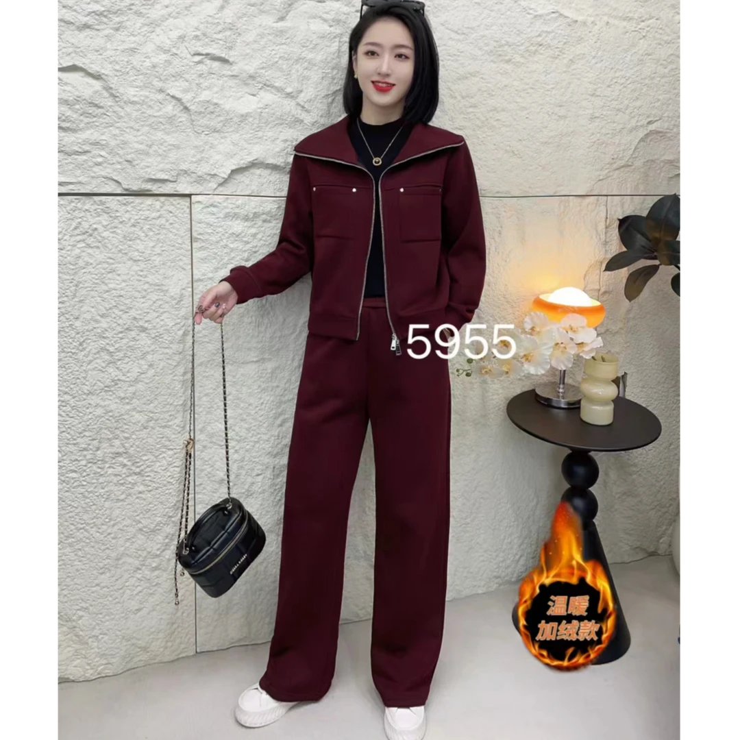 小施家南韩高货时尚设计加绒减龄套装5955