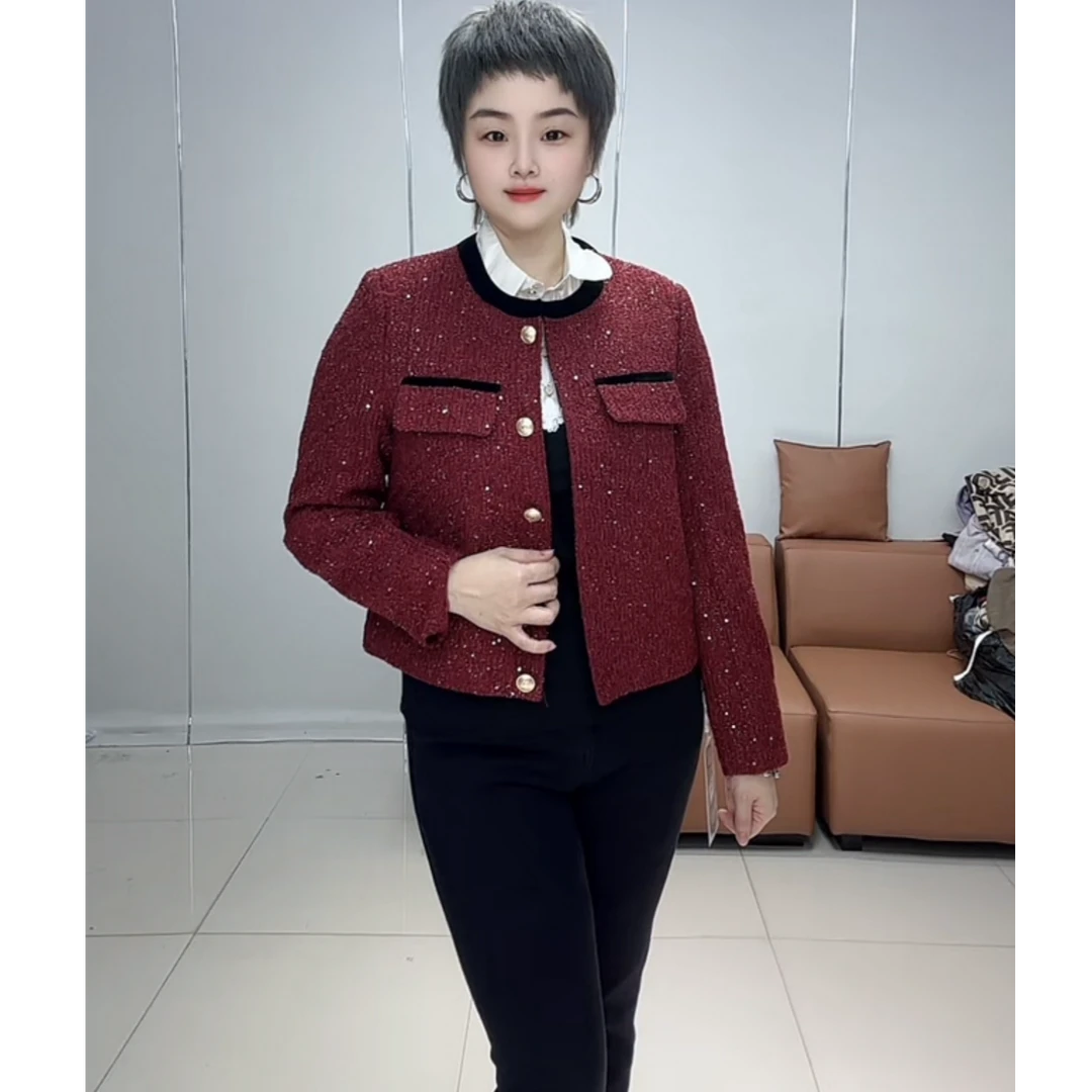 小施家气质奢华工艺闪金亮片高货小香风外套8515(衣长53)