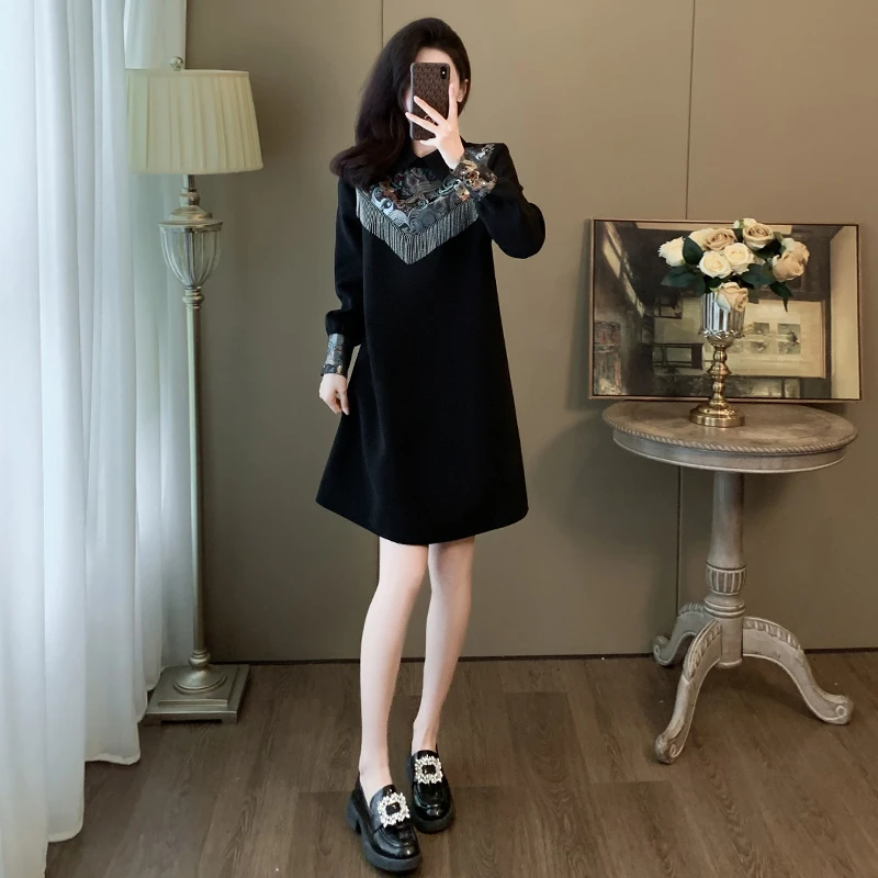 纳凡秋冬新款超显瘦连衣裙女新中式气质优雅超好看高贵上档次裙子