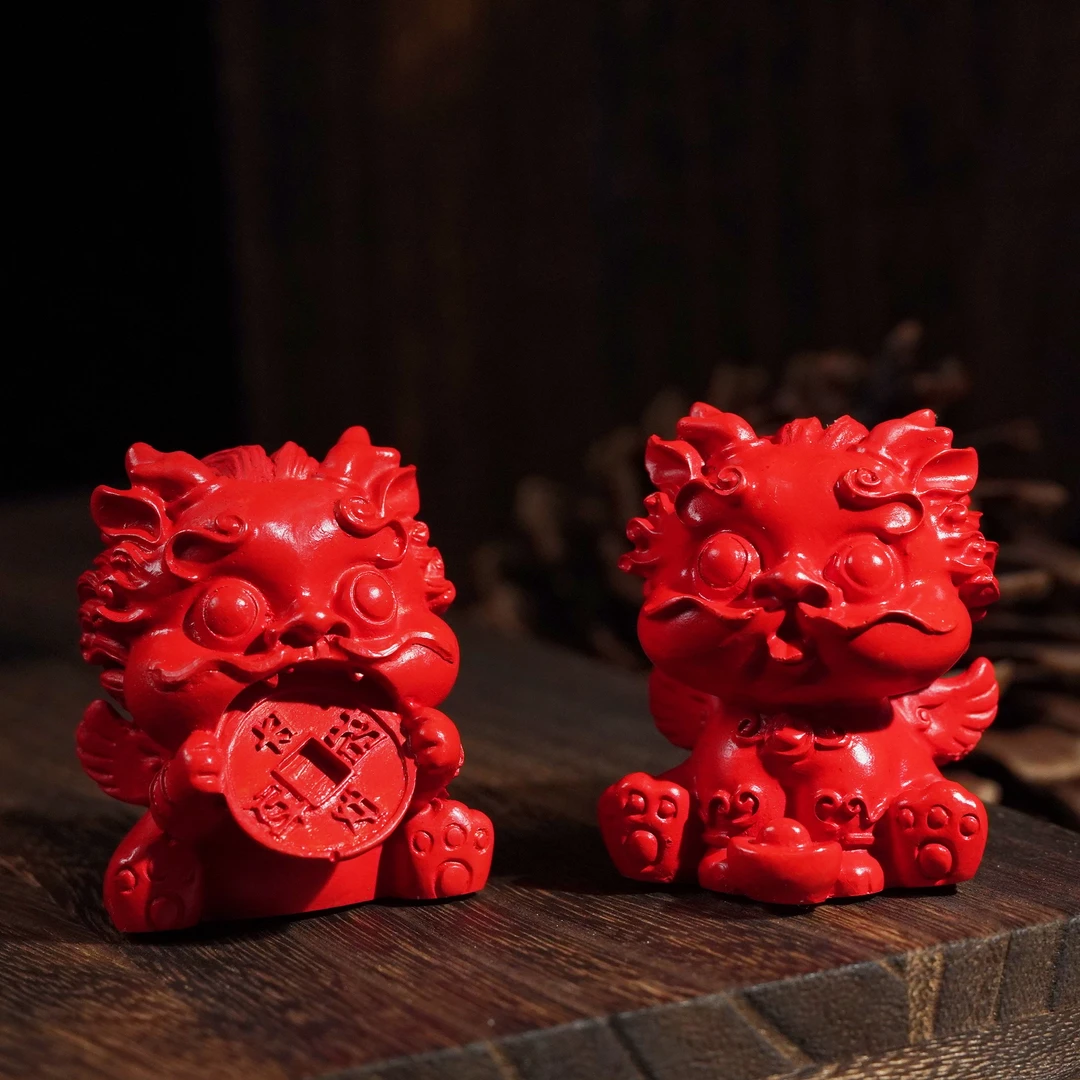 辰砂（处理）【宝陀明月】龙宝宝吞金兽摆件一对