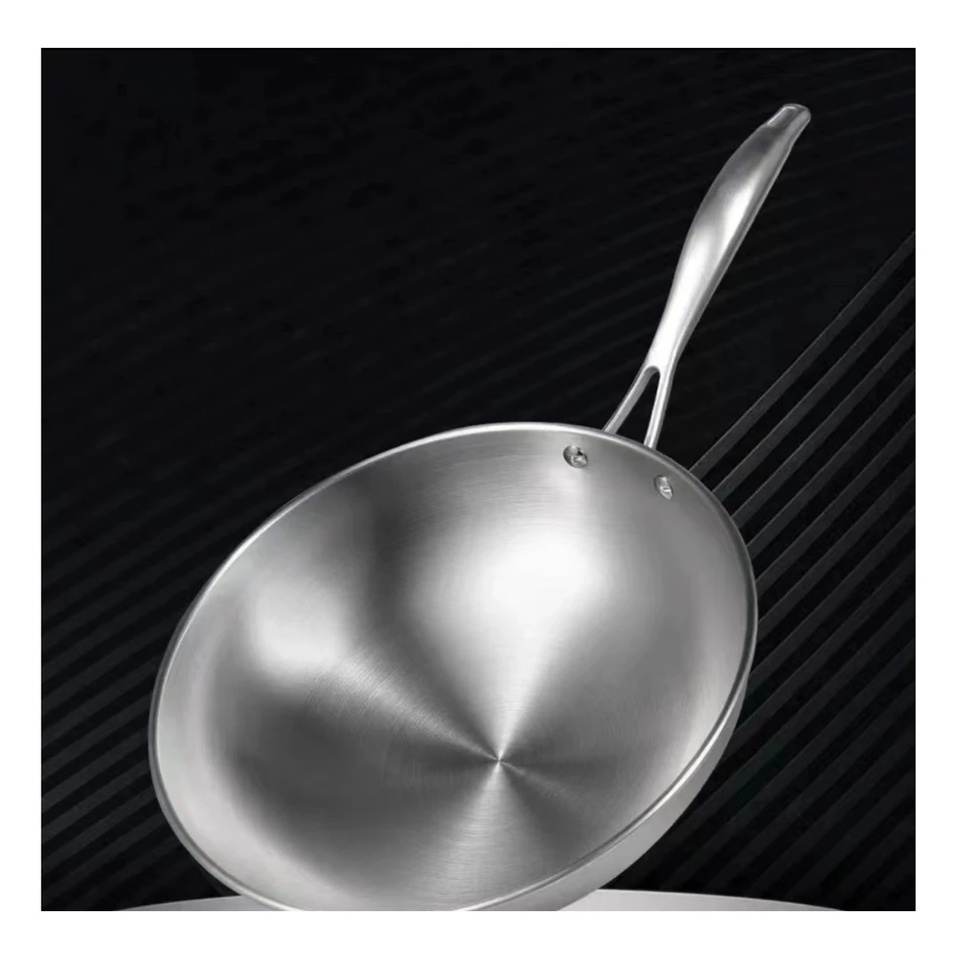 多星明火燃气款波纹复底炒锅304不锈钢 天然气灶煤气灶可用