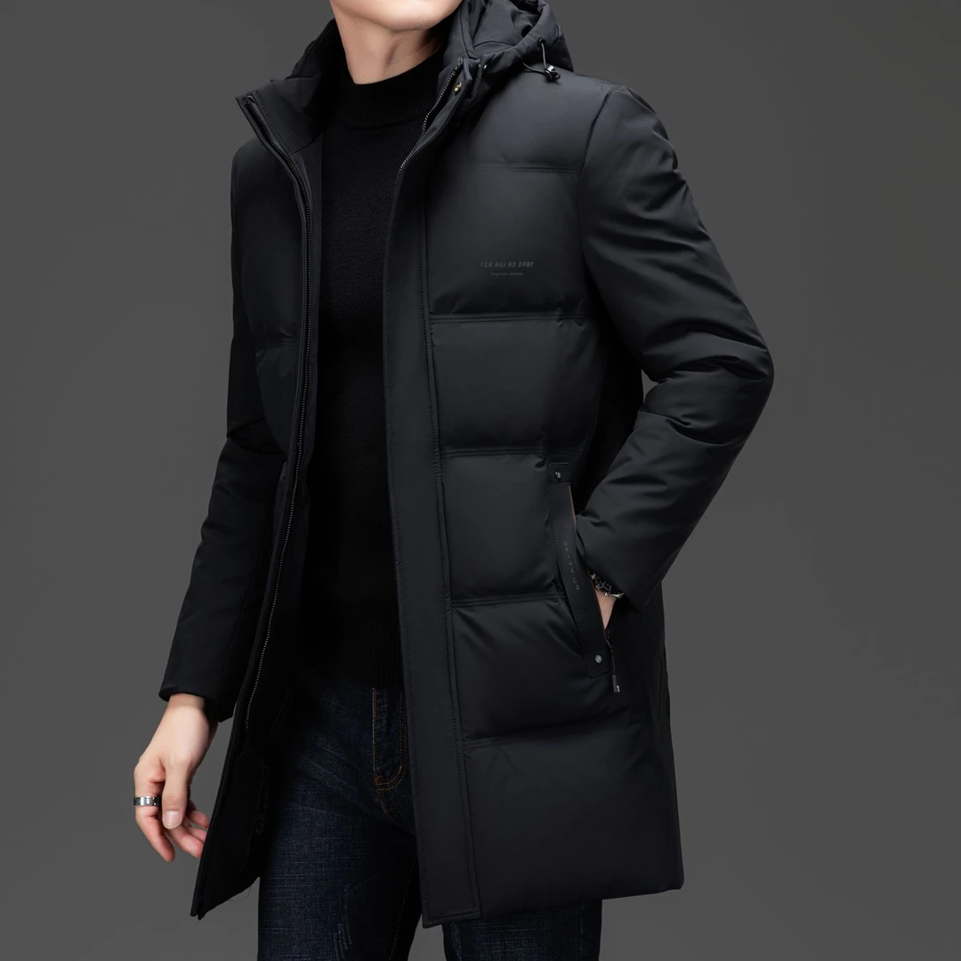 保罗正品冬季男士羽绒服连帽中长款商务休闲保暖外套加厚秋冬