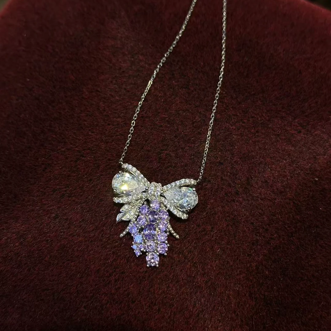 坠链均925银合成锆石 CAROLHE/卡罗尔时尚葡萄项链X161