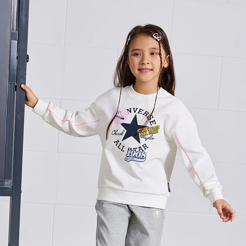 Converse匡威儿童女童装秋季印花圆领长袖时尚卫衣CNVG-FW-G383