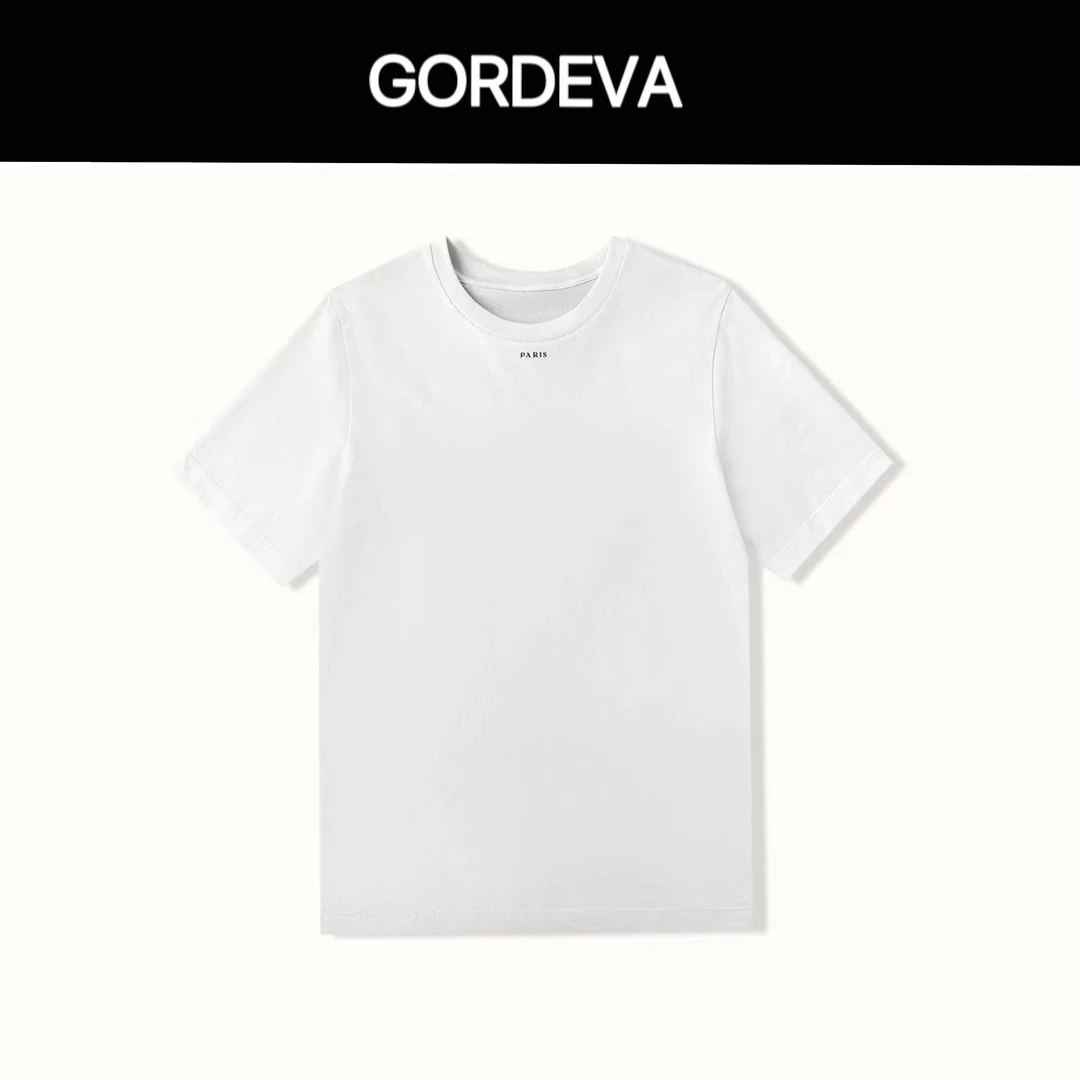 【周雪儿】春夏纯棉宽松百搭时尚休闲女士圆领打底简约印花T恤半袖