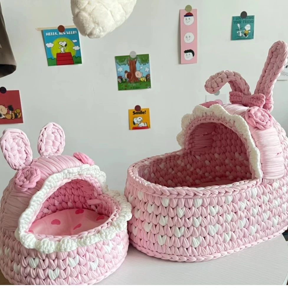 ins布条线【材料包】宠物窝DIY摇篮手工钩织