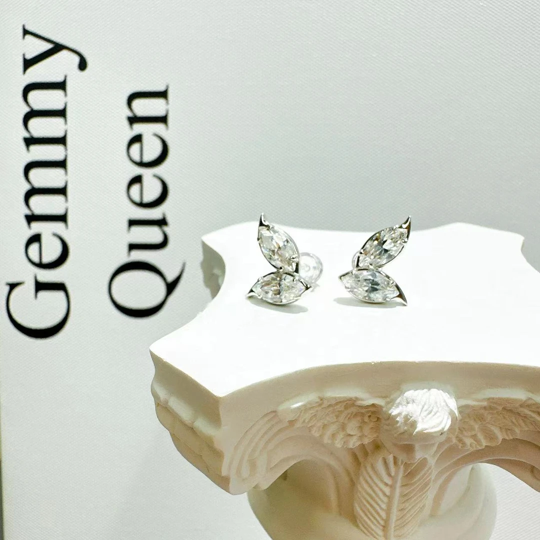 925银合成锆石耳饰 Gemmy Queen意大利工艺双叶高级感耳环GQ48S38