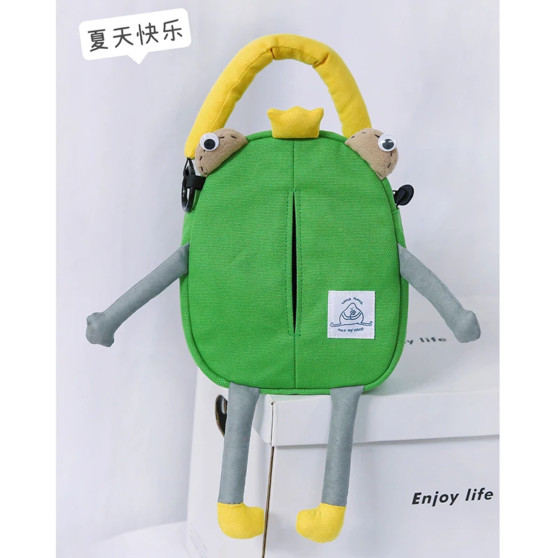 三色补丁小青蛙抽纸袋车载纸巾盒创意挂式可爱车内饰汽车抽纸盒包
