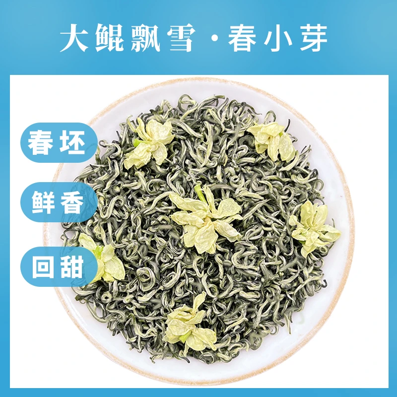 2025新茶大鲲飘雪春小芽特级浓香茉莉花茶四川雅安蒙顶山明前罐装