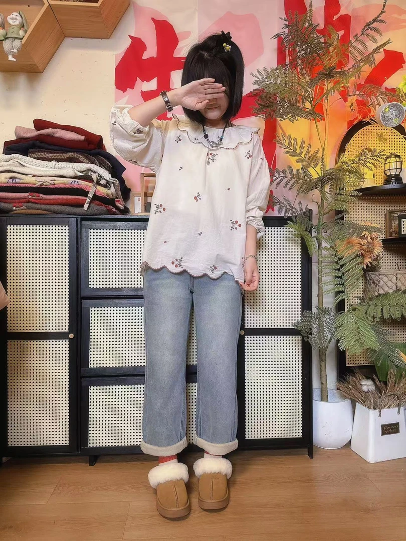 【男友风】婷婷同款推荐 一体加绒牛仔裤介意瑕疵慎拍