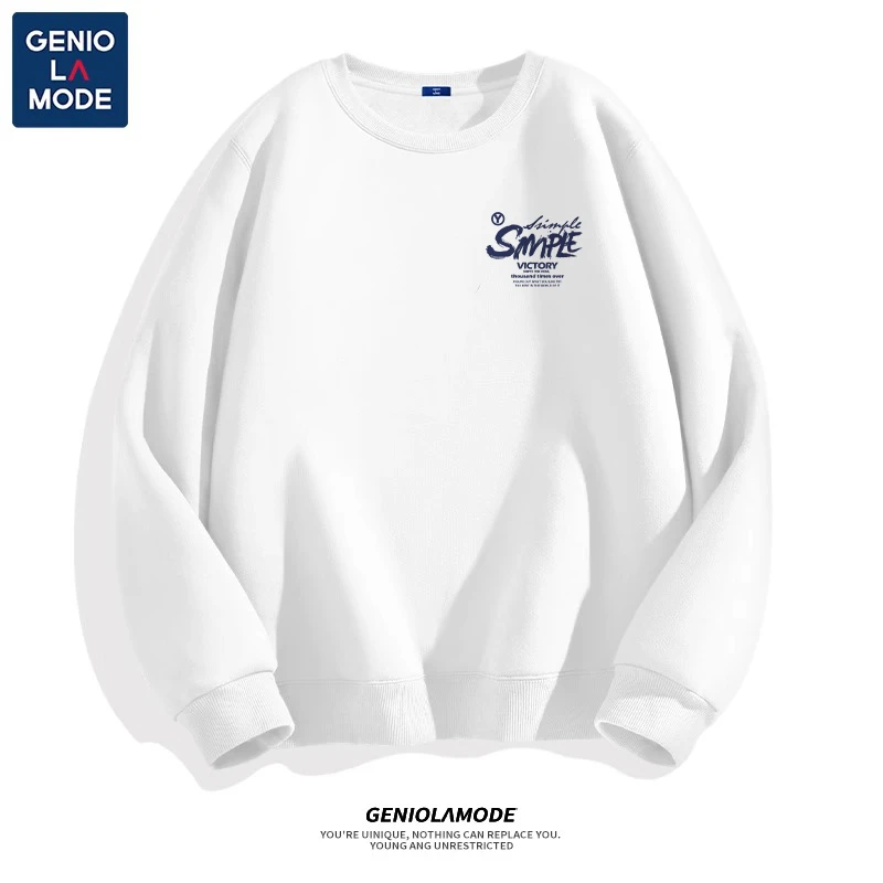 GENIOLAMODE简约圆领卫衣男春秋季简约男装青少年休闲运动外套潮
