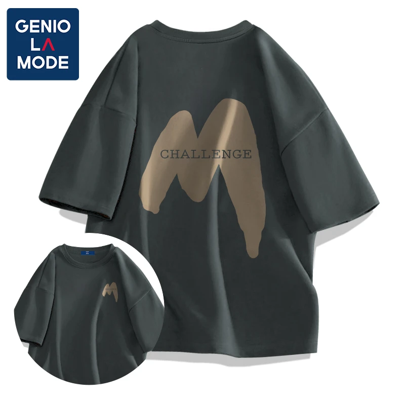 GENIOLAMODE短袖男夏季美式复古潮流休闲百搭大码小众圆领半袖t恤