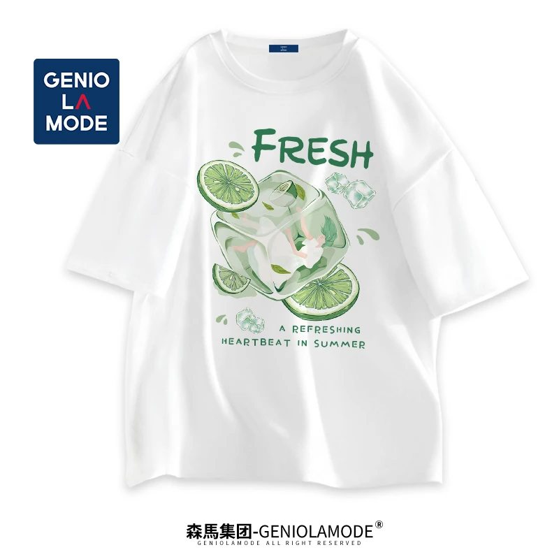 GENIOLAMODE港风短袖男2023年新款夏季运动男生休闲打底上衣ins潮