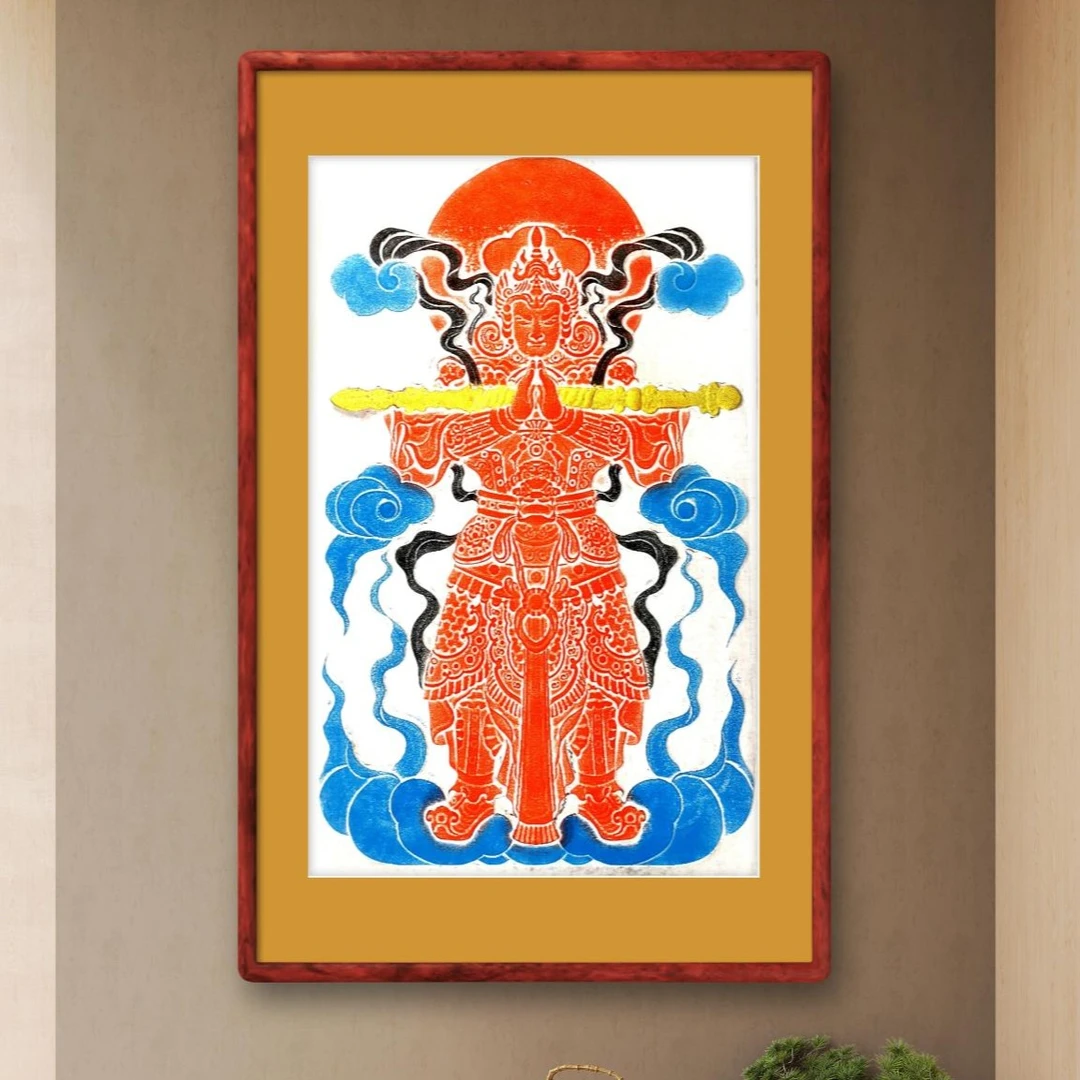 工艺画《韦陀画图》净图70㎝高，用纸140x70㎝，留有题跋空间中式