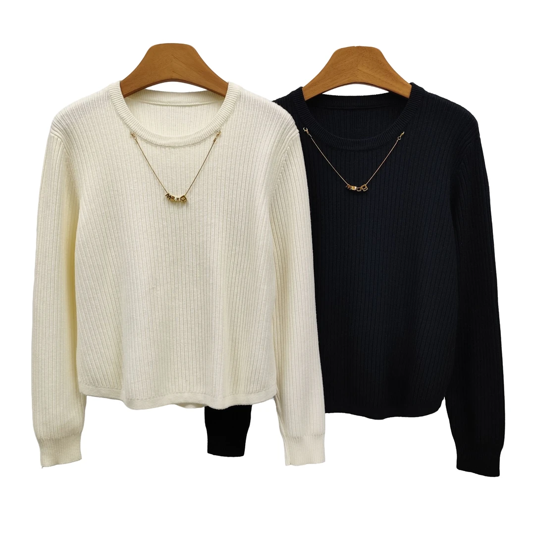 YITONG/倚桐2024冬季圆领设计内搭上衣休闲打底针织衫（M4B66945）