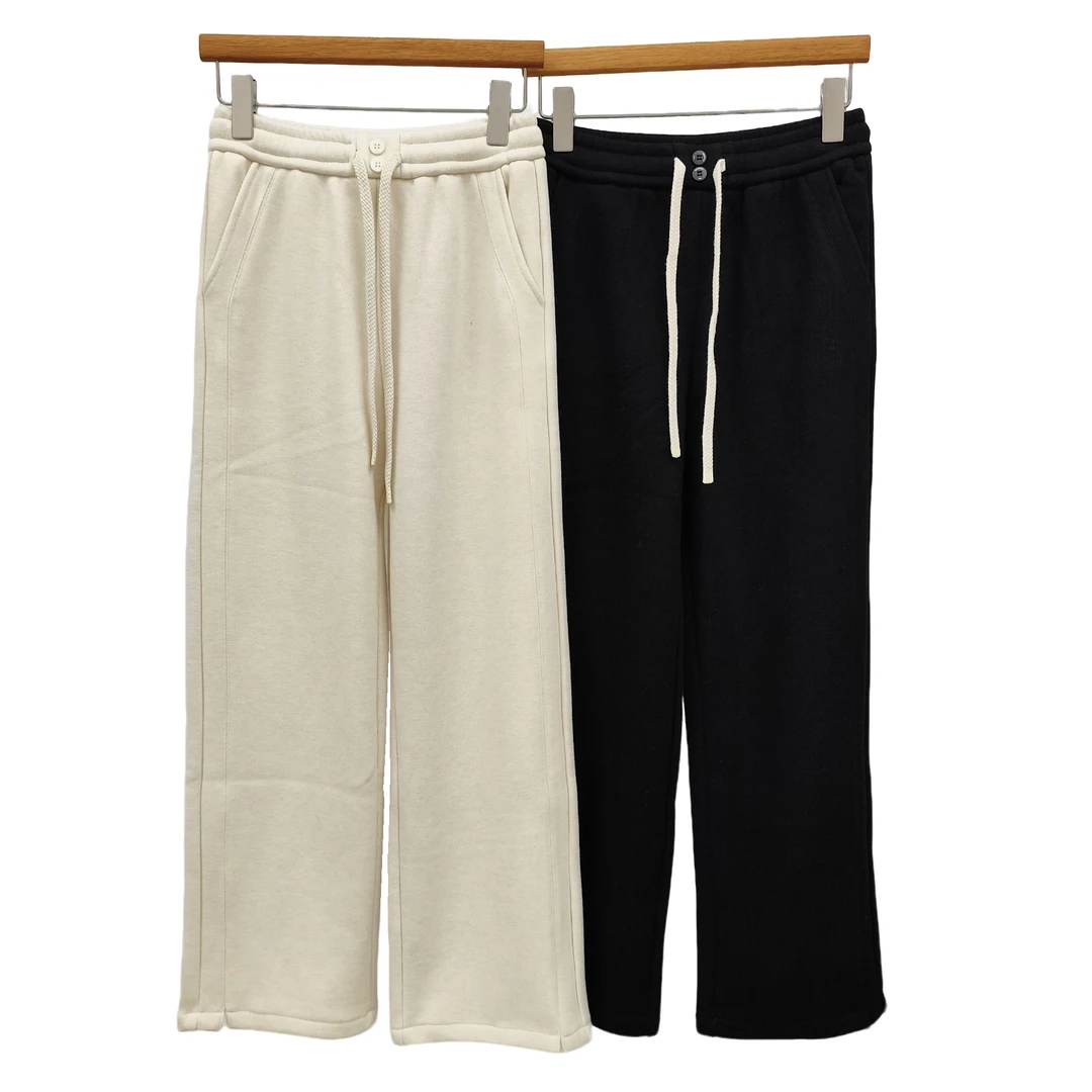 Comme Vous/似你2024冬季百搭简约加绒抽绳休闲阔腿裤（3K4C17801）