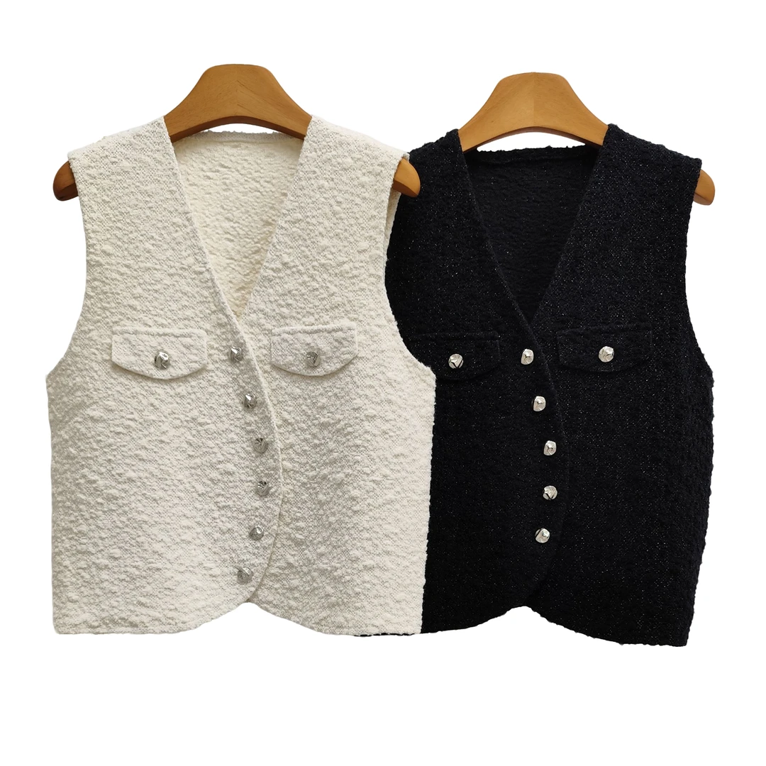 Comme Vous/似你2024冬季休闲气质马甲V领小香风外套（3W4A72025）