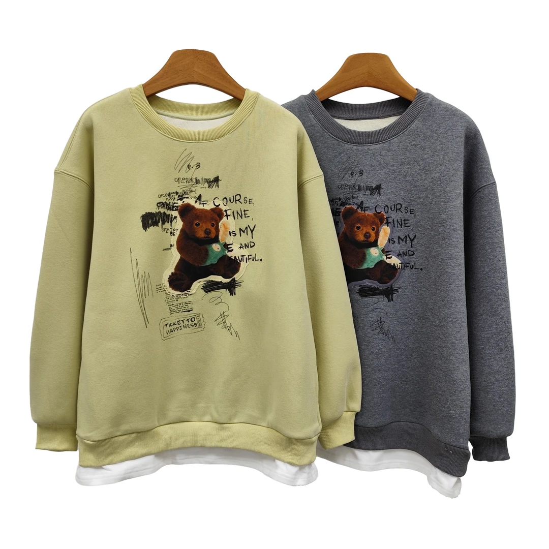 Comme Vous/似你2024冬季休闲圆领加绒卫衣韩版上衣潮（3S4C79165）