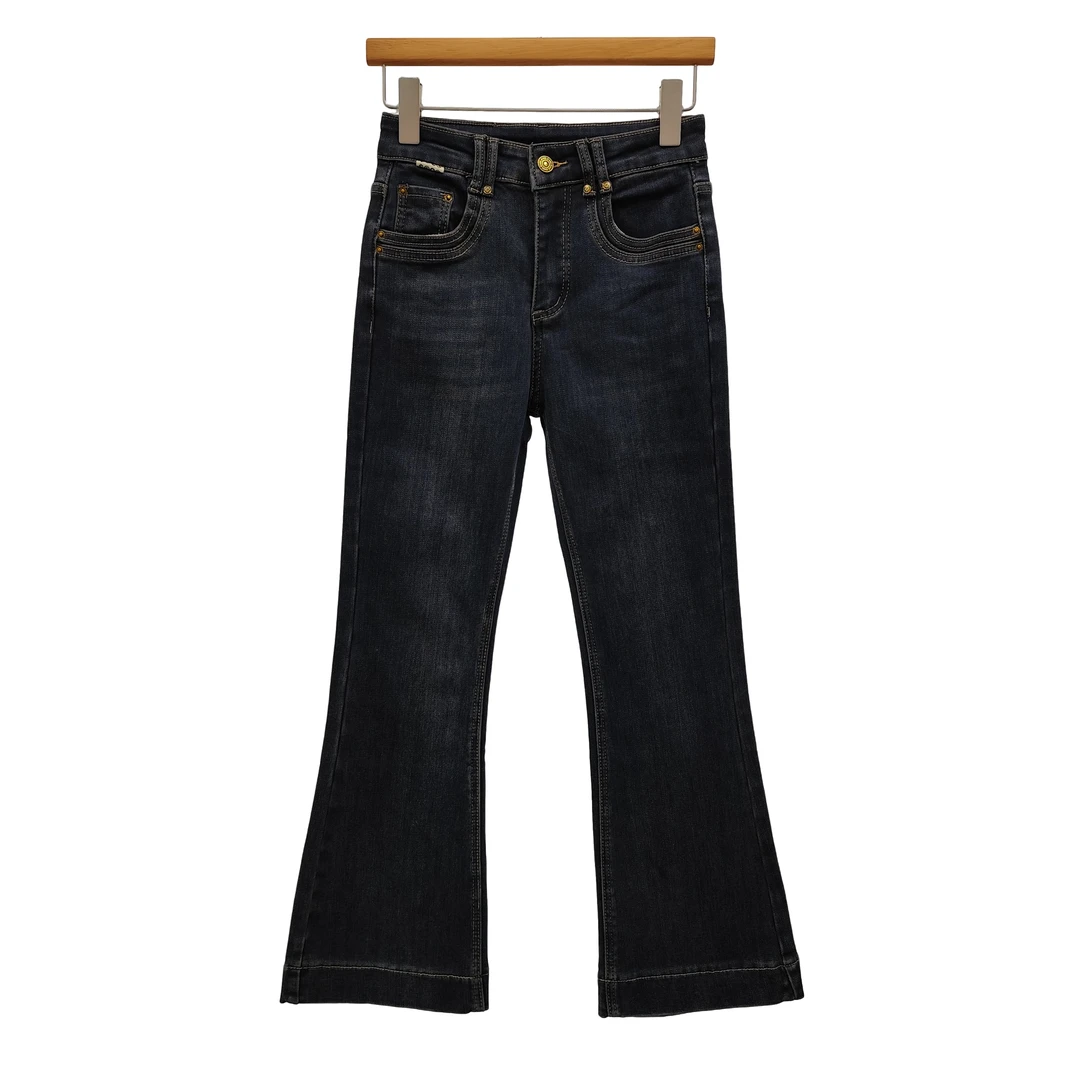 Comme Vous/似你2024冬季高腰显瘦牛仔裤植绒喇叭裤潮（3K4B21266）