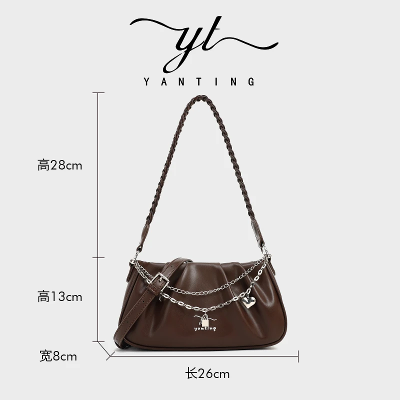 百搭性价比手提包时尚单肩斜挎包(YT8004褶皱云朵包）