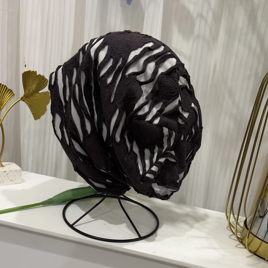 大头围帽子女春秋破洞潮包头堆堆帽冬季保暖套头冷帽毛线针织冷帽