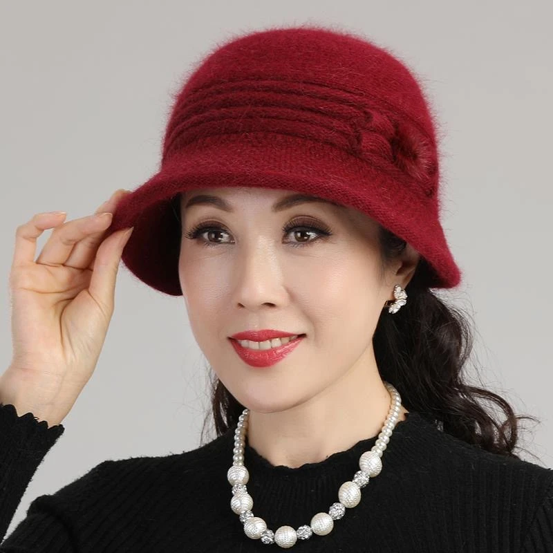 M-29 中老年人帽子女冬季妈妈毛线帽保暖盆帽老人奶奶婆婆加厚渔