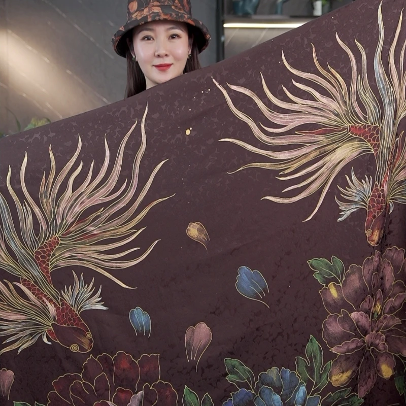 蕉品Y237【沉鱼落雁】冠乐绉140x140香云纱双面双色丝巾围巾披肩