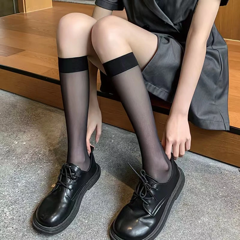 春夏季美肤袜 中筒丝袜女 薄款防勾丝显瘦小腿袜 成人防滑长筒袜