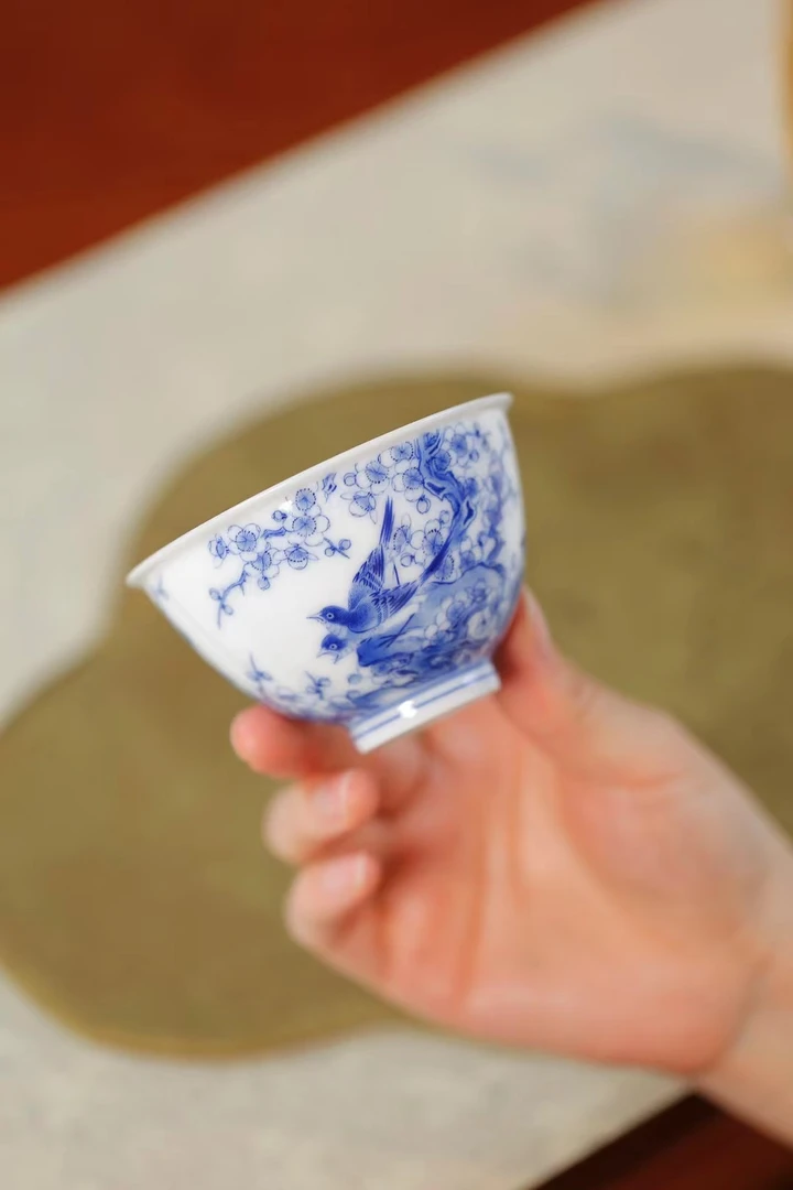 全手工茶杯花鸟四季花卉主人杯精美高端礼品杯 茶室 居家 送人