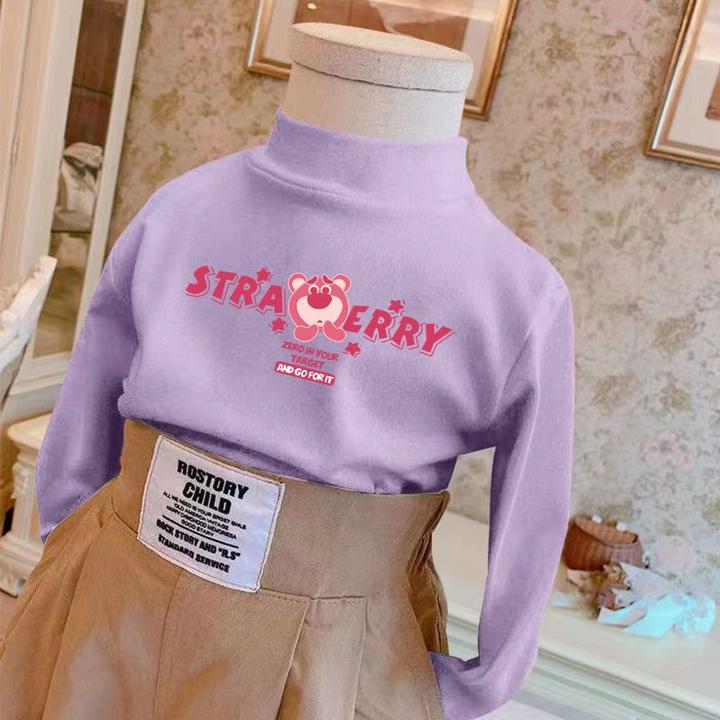 女童秋装上衣秋冬新款双面德绒半高领打底衫加绒加厚儿童保暖衣服