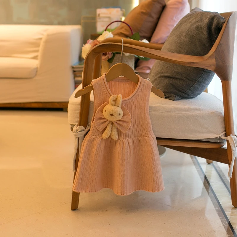 2024春款儿童毛衣 女童兔子背心裙