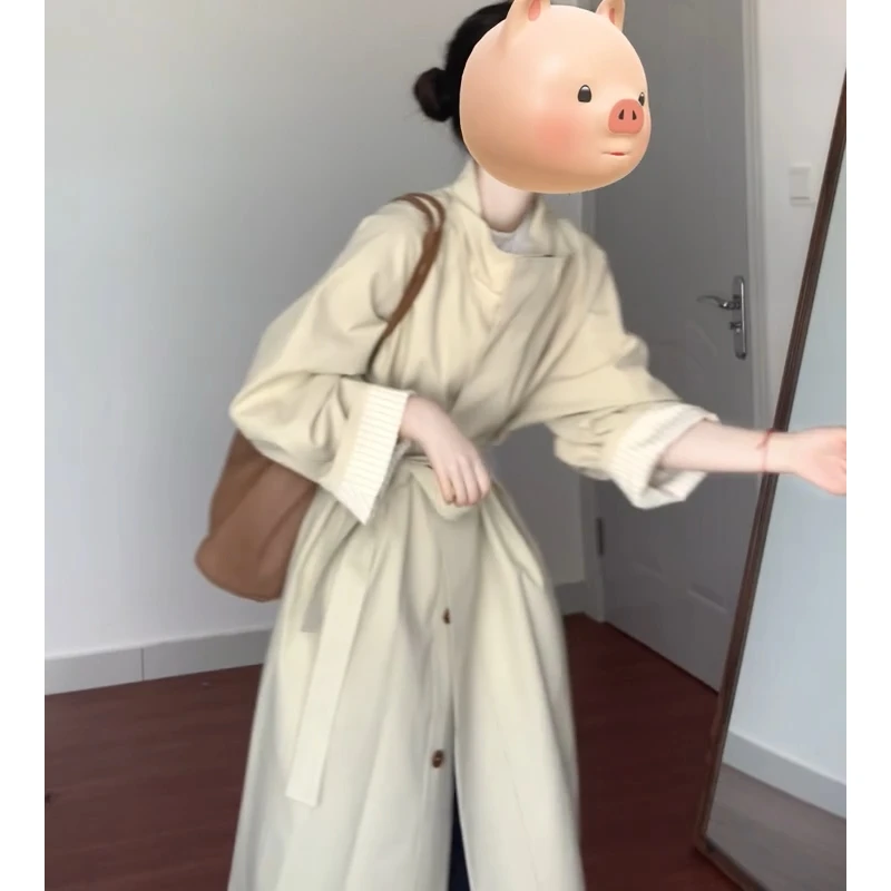 风衣外套女中长款卡其色2024春秋季新款小个子早秋休闲韩系赫本风