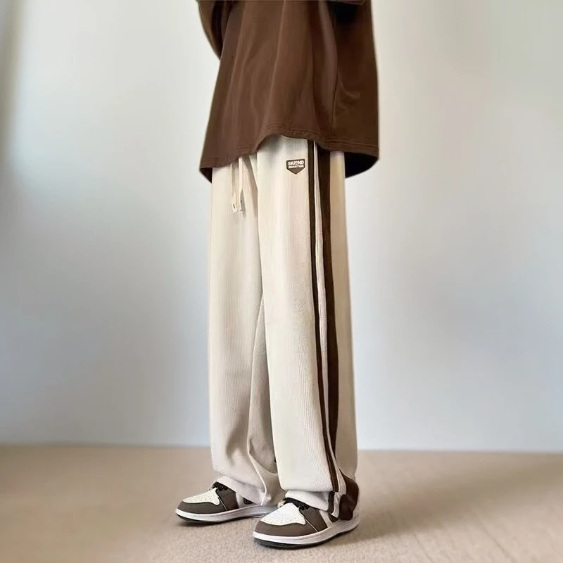 灯芯绒长裤直筒裤春秋季百搭加厚宽松潮流2025条纹韩版男秋冬裤子