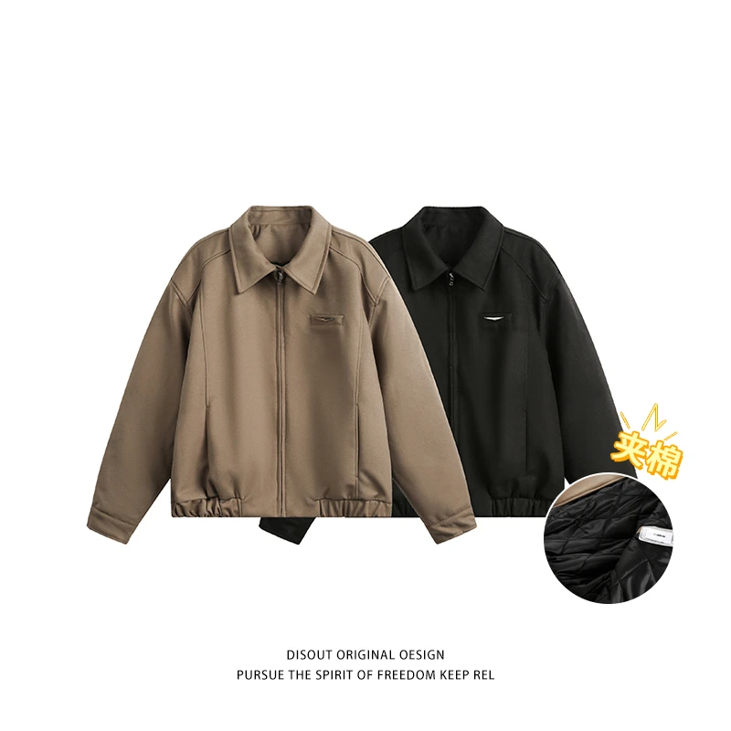 cleanfit短款夹克男款冬季新款夹棉加厚美式垫肩外套翻领棒球服男