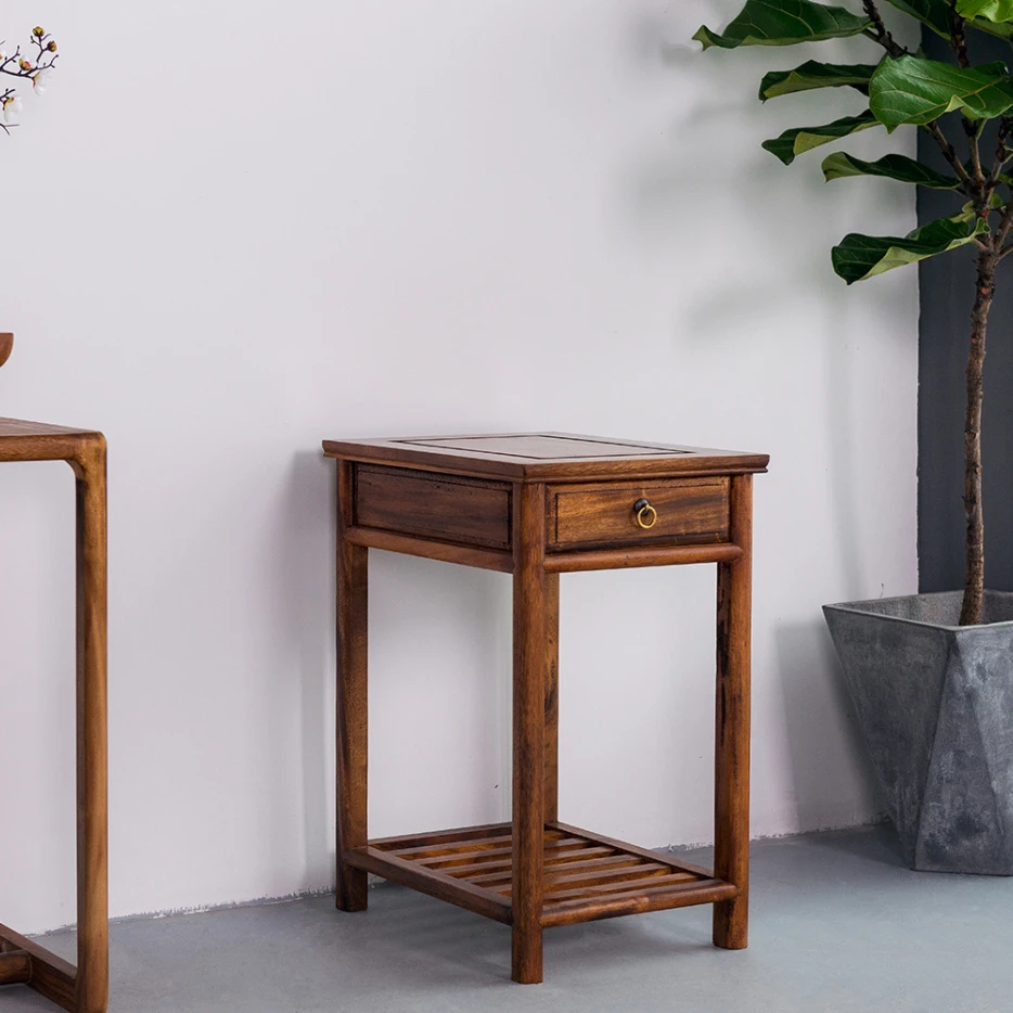 南美胡桃木单抽茶水柜禅意实木整张木蜡油工艺简易实用客厅家用