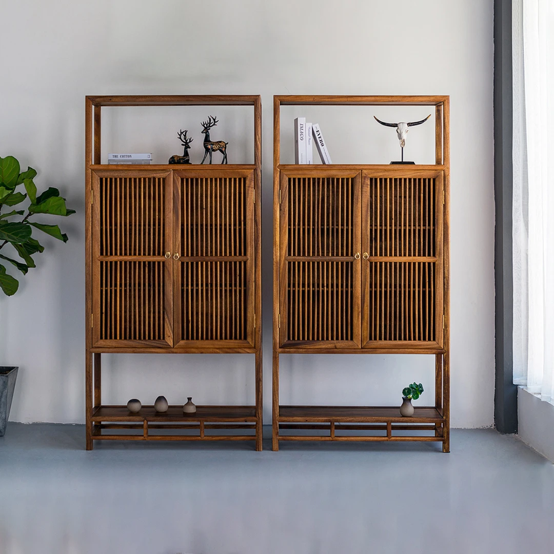 实木胡桃木观云博古架实木中式多宝阁置物架隔断古董架茶叶展示柜