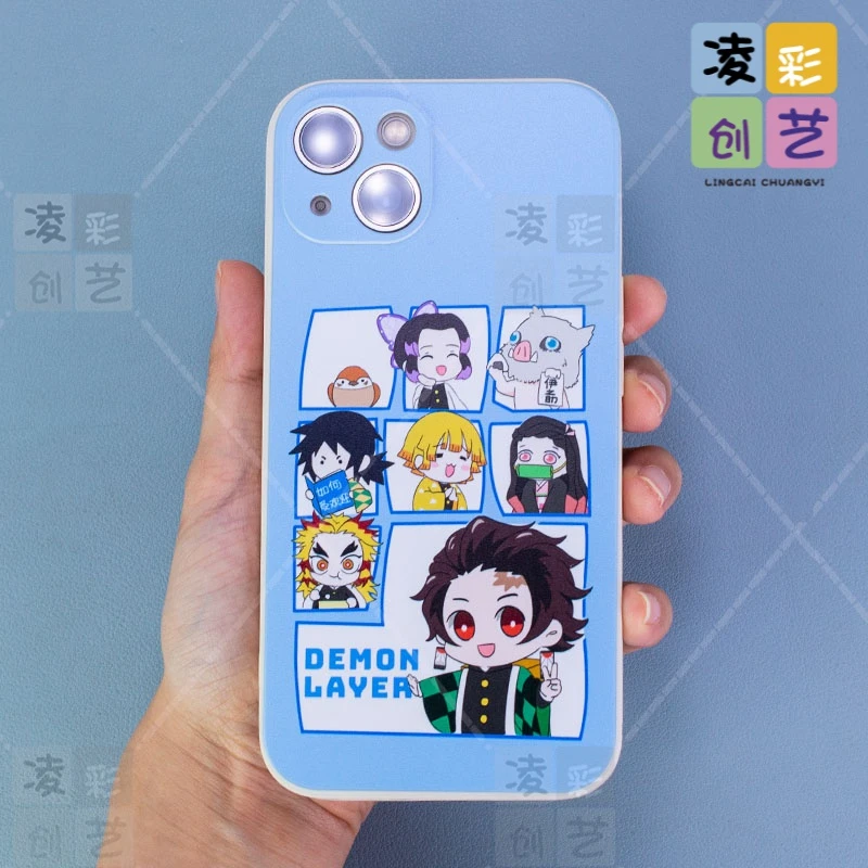 苹果15oppo荣耀vivo华为手机壳鬼灭二创游戏二次元直边保护套