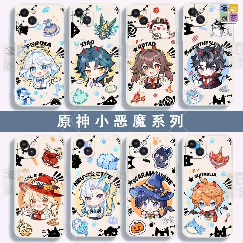 凌彩创艺适用苹果oppo华为vivo小米原神可爱小恶魔直边古董白壳