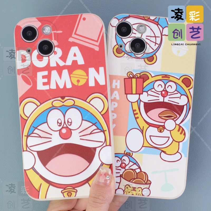 苹果15oppo vivo华为荣耀小米手机壳哆啦A梦蓝胖子直边古董白软套