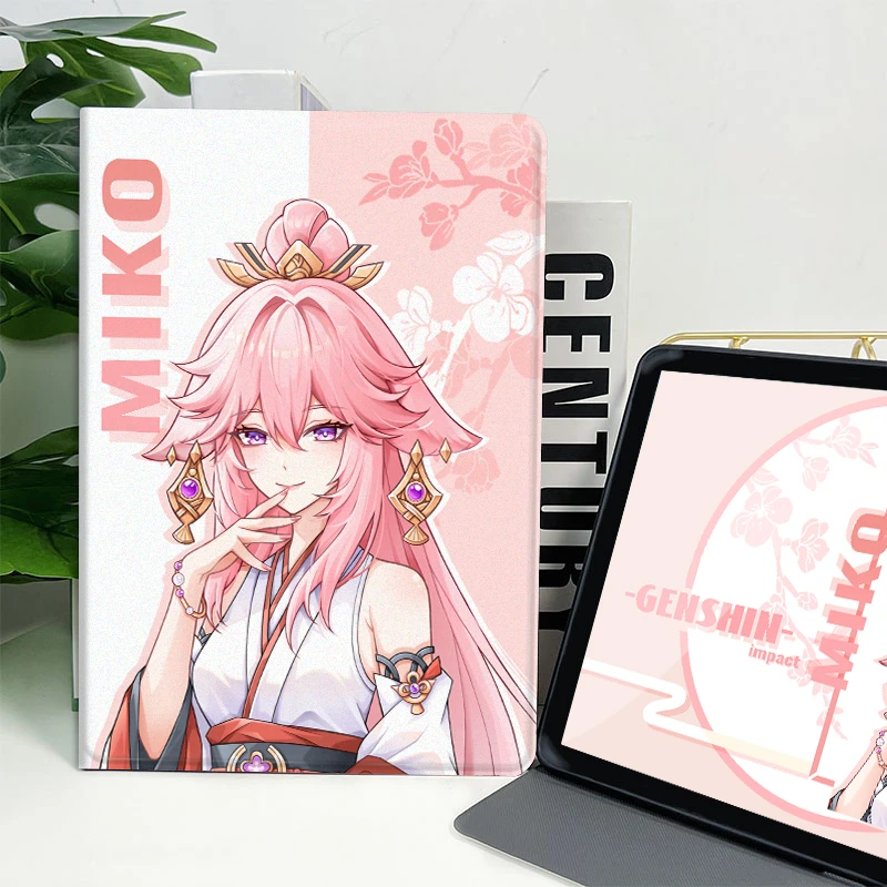 凌彩创艺苹果安卓蚕丝纹原神神子大人书本款平板壳学生周边
