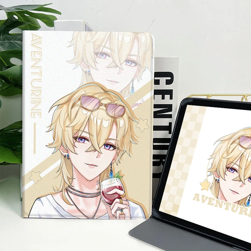 凌彩创艺苹果安卓蚕丝纹平板壳崩铁周边帅气砂金学生平板壳