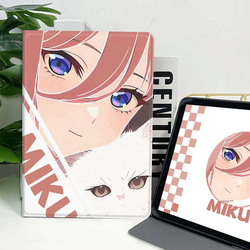 凌彩创艺苹果安卓蚕丝纹平板壳五等分的新娘猫咪三玖学生平板壳