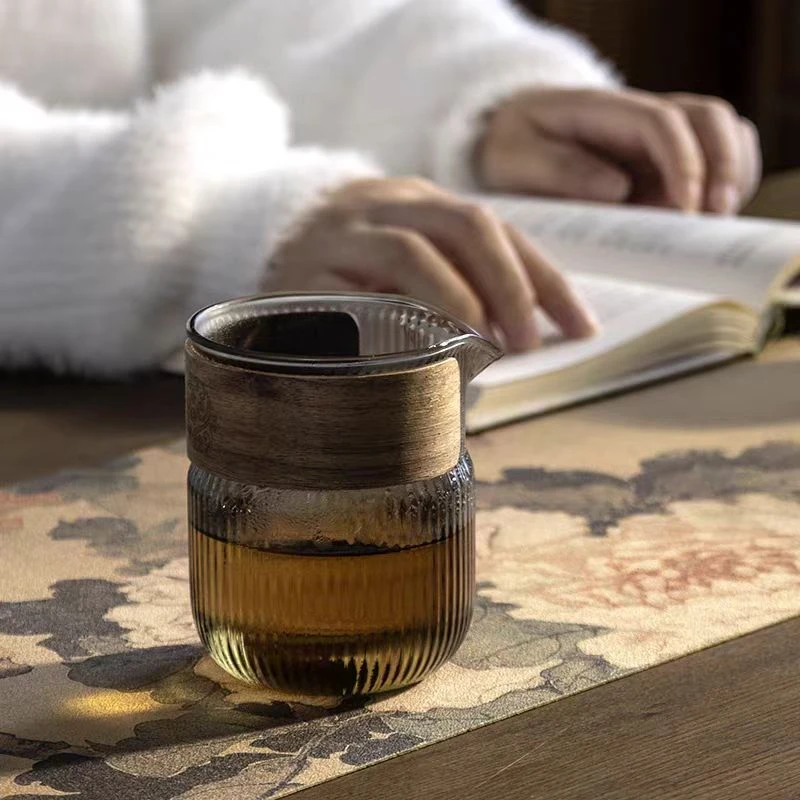 条纹茶具玻璃公道杯分茶器家用功夫茶具