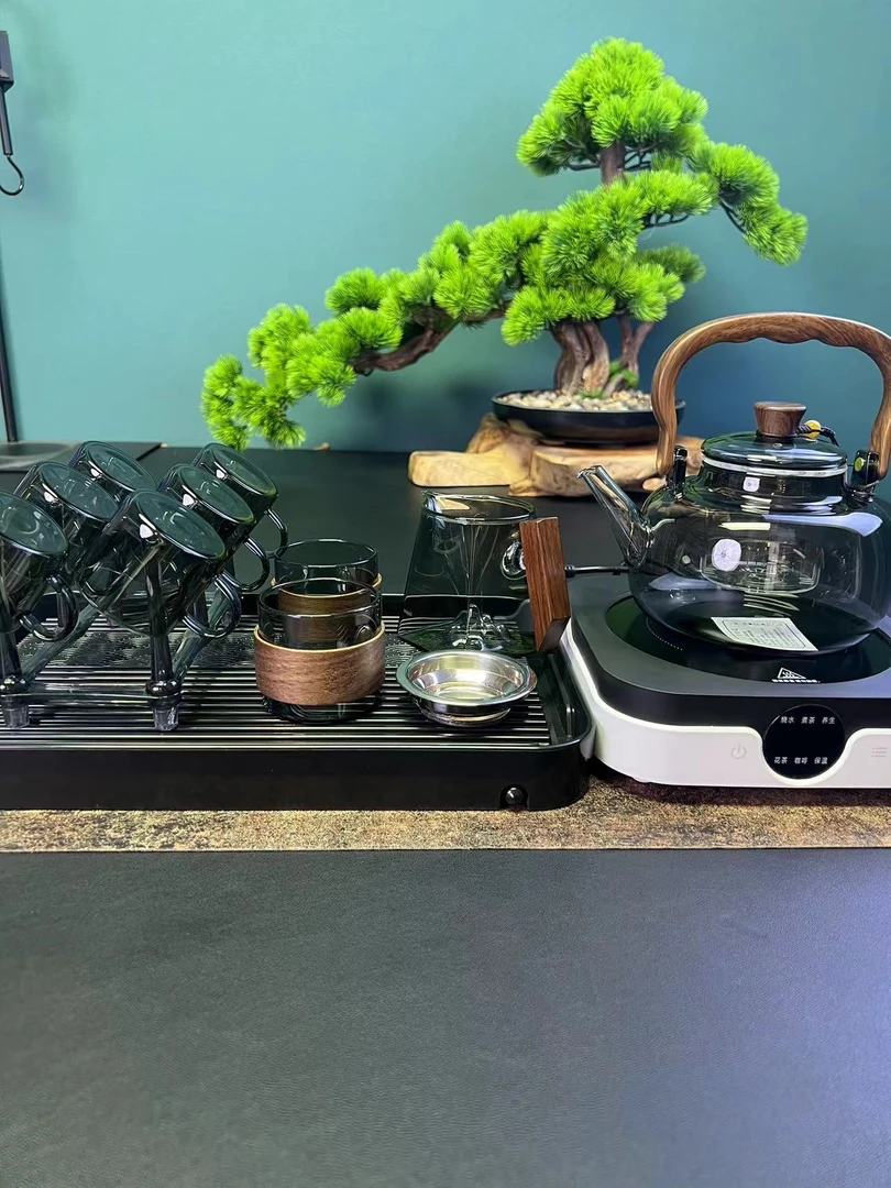戈米1600炉+拱梁黑壶16件套耐热玻璃烧水煮茶泡茶茶具套装简约