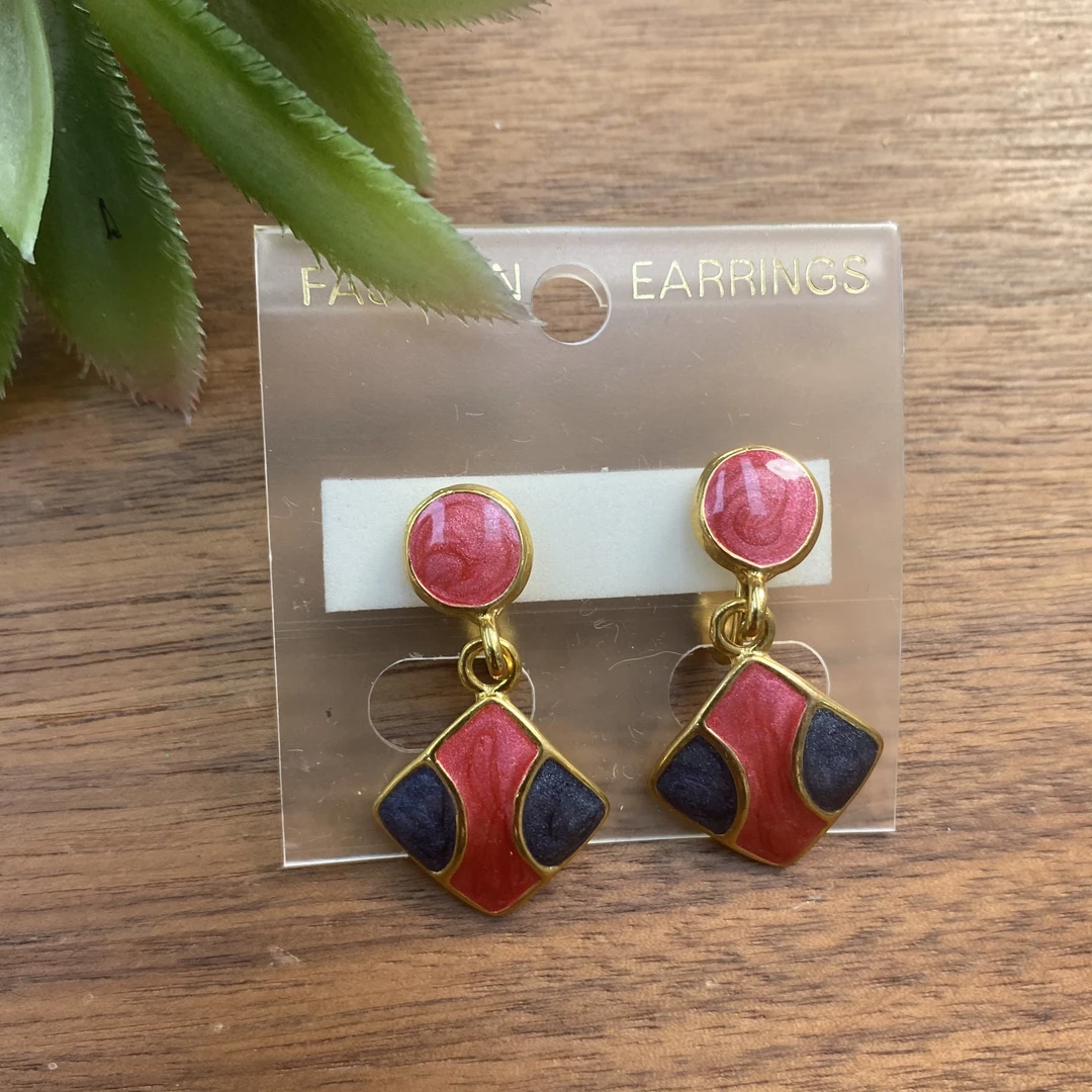 合金耳饰 【西洋小物】孤品精美设计拼色耳夹ap811