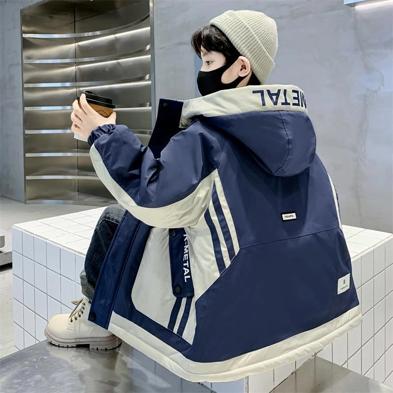 男童棉服12-15岁潮款冬款儿童装外套2023新款中大童秋冬加绒加厚