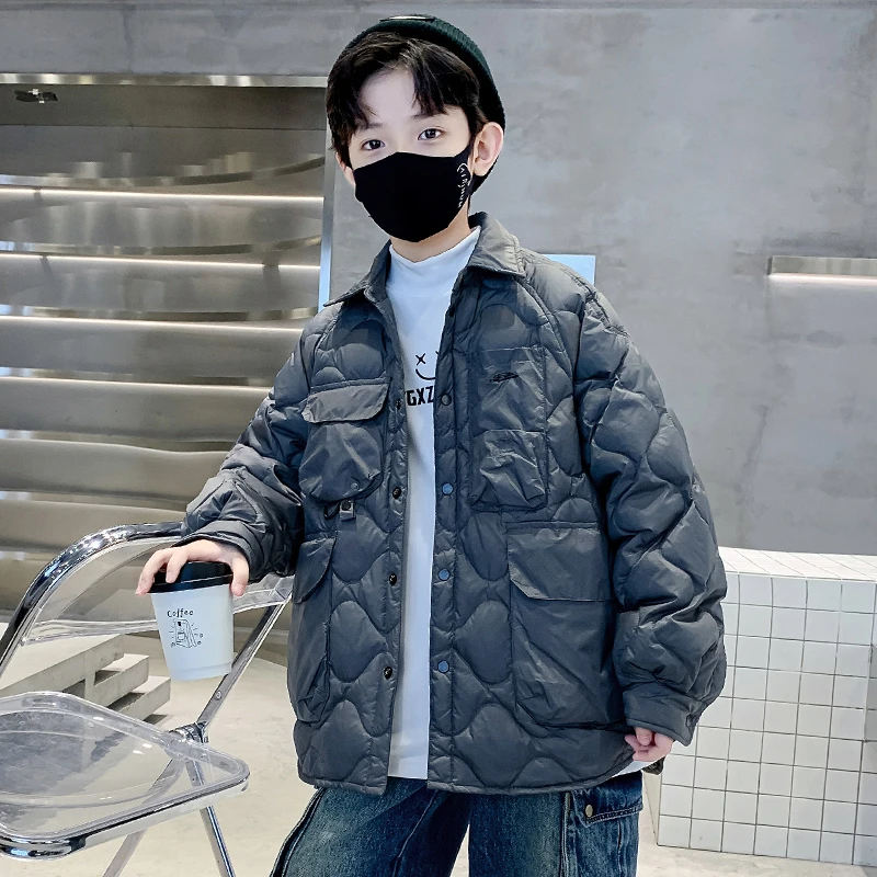 男童轻薄棉服冬季2023新款韩版儿童夹棉外套秋冬潮中大童棉袄洋气