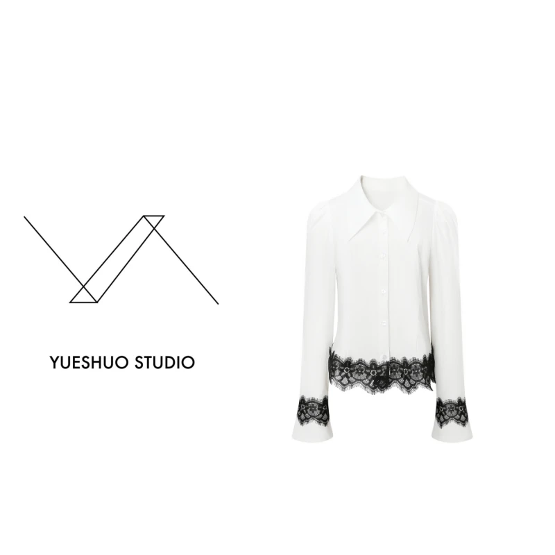 【欲望都市】秋季法式百搭蕾丝显瘦长袖衬衫   大码 高个子 微胖